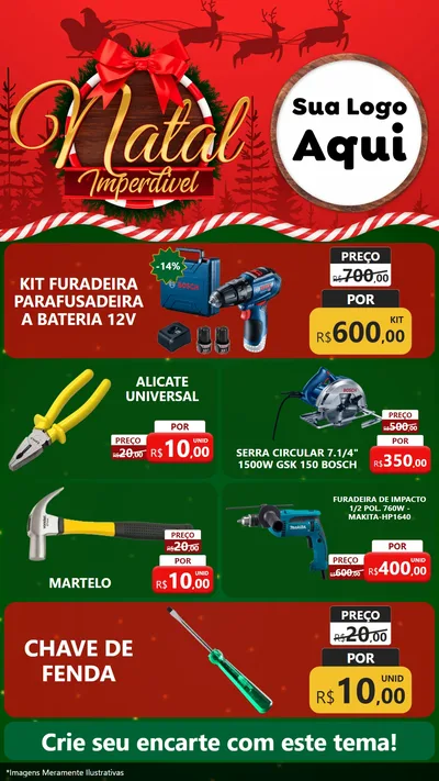 Modelo de TV para TV Vertical com o tema Natal Imperdível para Maquinas e Ferramentas