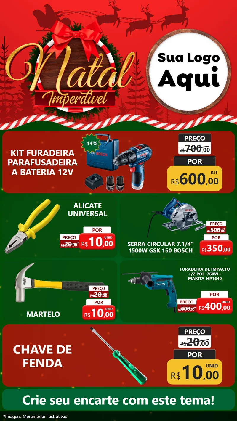 Modelo de TV para TV Vertical com o tema Natal Imperdível para Maquinas e Ferramentas