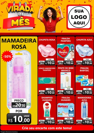 Modelo de Encarte para Encarte A4 Vertical com o tema Virada de Mês para Bebês