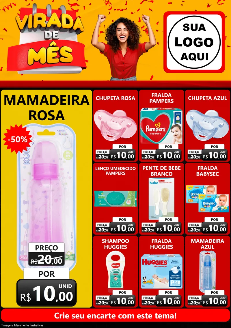 Modelo de Encarte para Encarte A4 Vertical com o tema Virada de Mês para Bebês