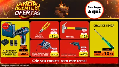 Modelo de TV para TV Horizontal com o tema Janeiro Quente de Ofertas para Maquinas e Ferramentas