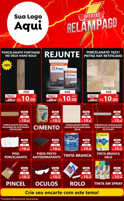 Modelo de Encarte para Encarte Grande com o tema Ofertas Relâmpago para Pisos e revestimentos