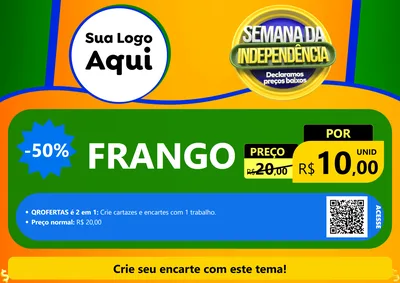 Modelo de Cartaz para Cartaz A4 Horizontal com o tema Semana da Independência Declaramos Preços Baixos para Assados