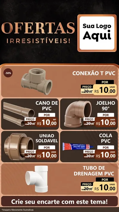 Modelo de TV para TV Vertical com o tema Ofertas Irresistíveis! para Tubos e conexões
