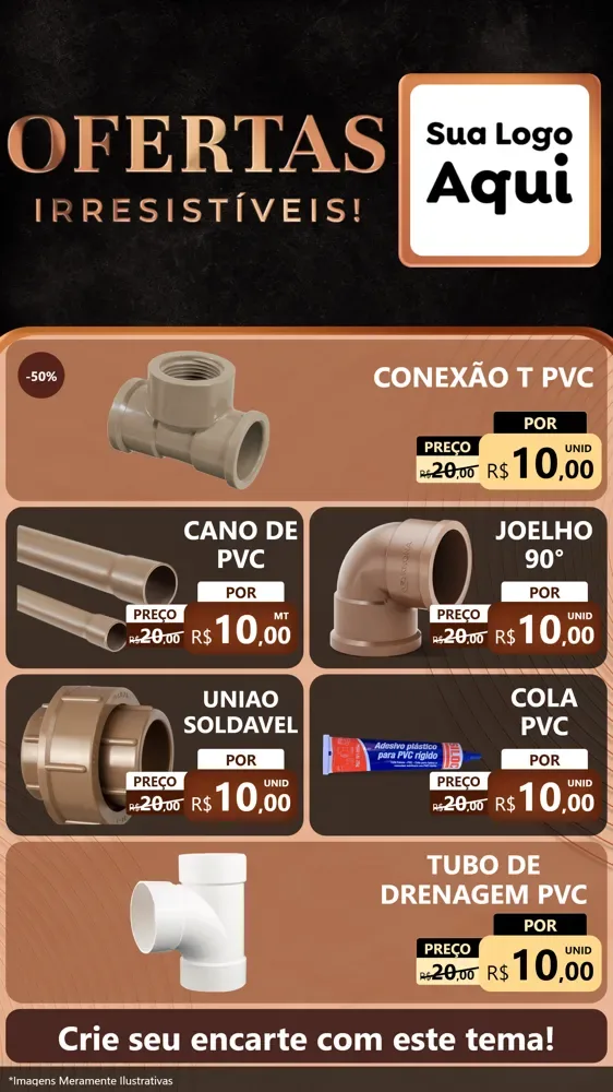 Modelo de TV para TV Vertical com o tema Ofertas Irresistíveis! para Tubos e conexões