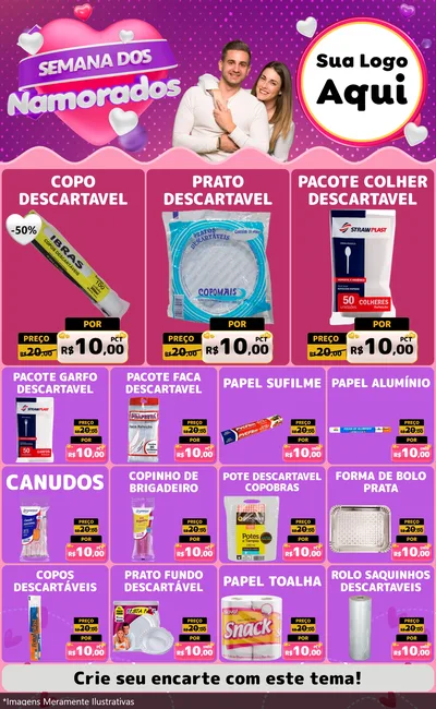 Modelo de Encarte para Encarte Grande com o tema Semana dos Namorados para Embalagens