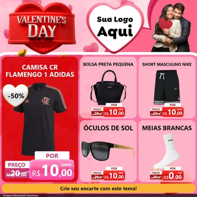 Modelo de Rede Social para Feed Facebook com o tema Valentine's Day para Roupas e acessórios