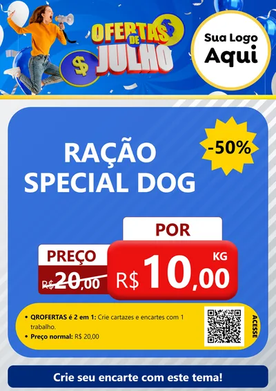 Modelo de Cartaz para Cartaz A4 Vertical com o tema Ofertas de Julho para Pet Shop