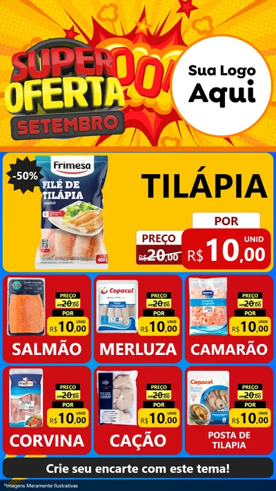 Modelo de Rede Social para Stories com o tema Super Oferta Setembro para Peixaria