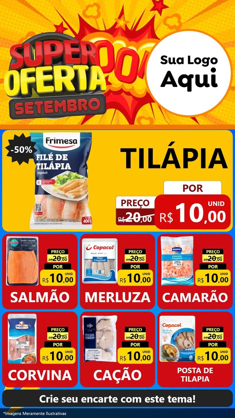 Modelo de Rede Social para Stories com o tema Super Oferta Setembro para Peixaria