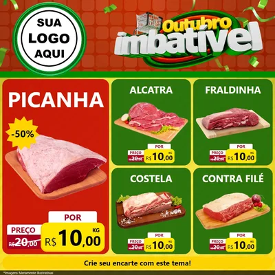 Modelo de Rede Social para Feed Facebook com o tema Outubro Imbatível para Açougue