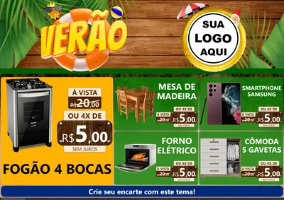 Modelo de Encarte para Encarte A4 Horizontal com o tema Verão para Móveis e Eletro