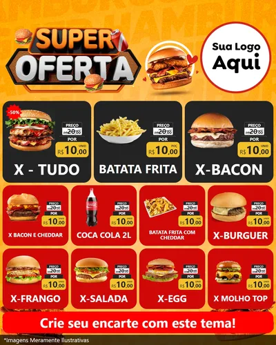 Modelo de Rede Social para Feed Instagram com o tema Super Oferta - Lanches para Hamburgueria