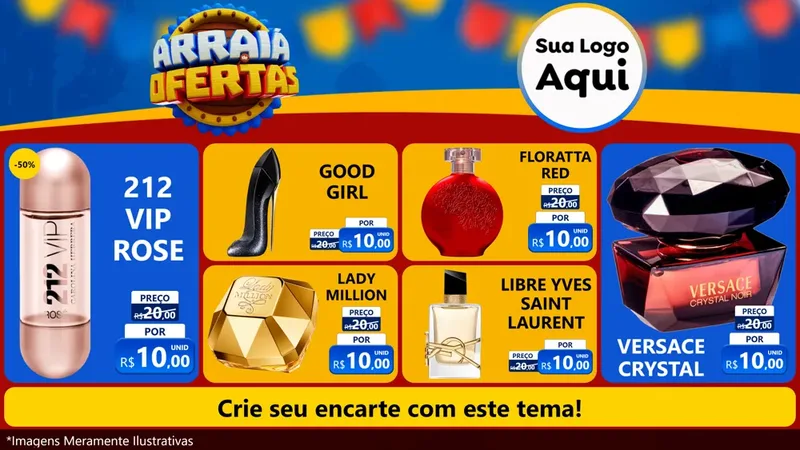 Modelo de TV para TV Horizontal com o tema Arraiá de Ofertas - Junina para Perfumes
