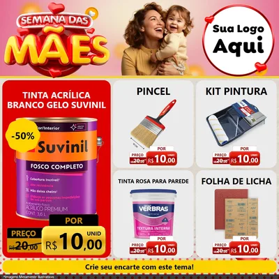 Modelo de Rede Social para Feed Facebook com o tema Semana das Mães para Tintas e Ferramentas