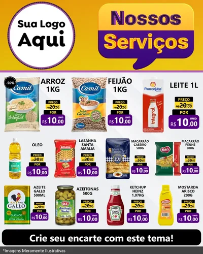 Modelo de Rede Social para Feed Instagram com o tema Nossos Serviços para Supermercado