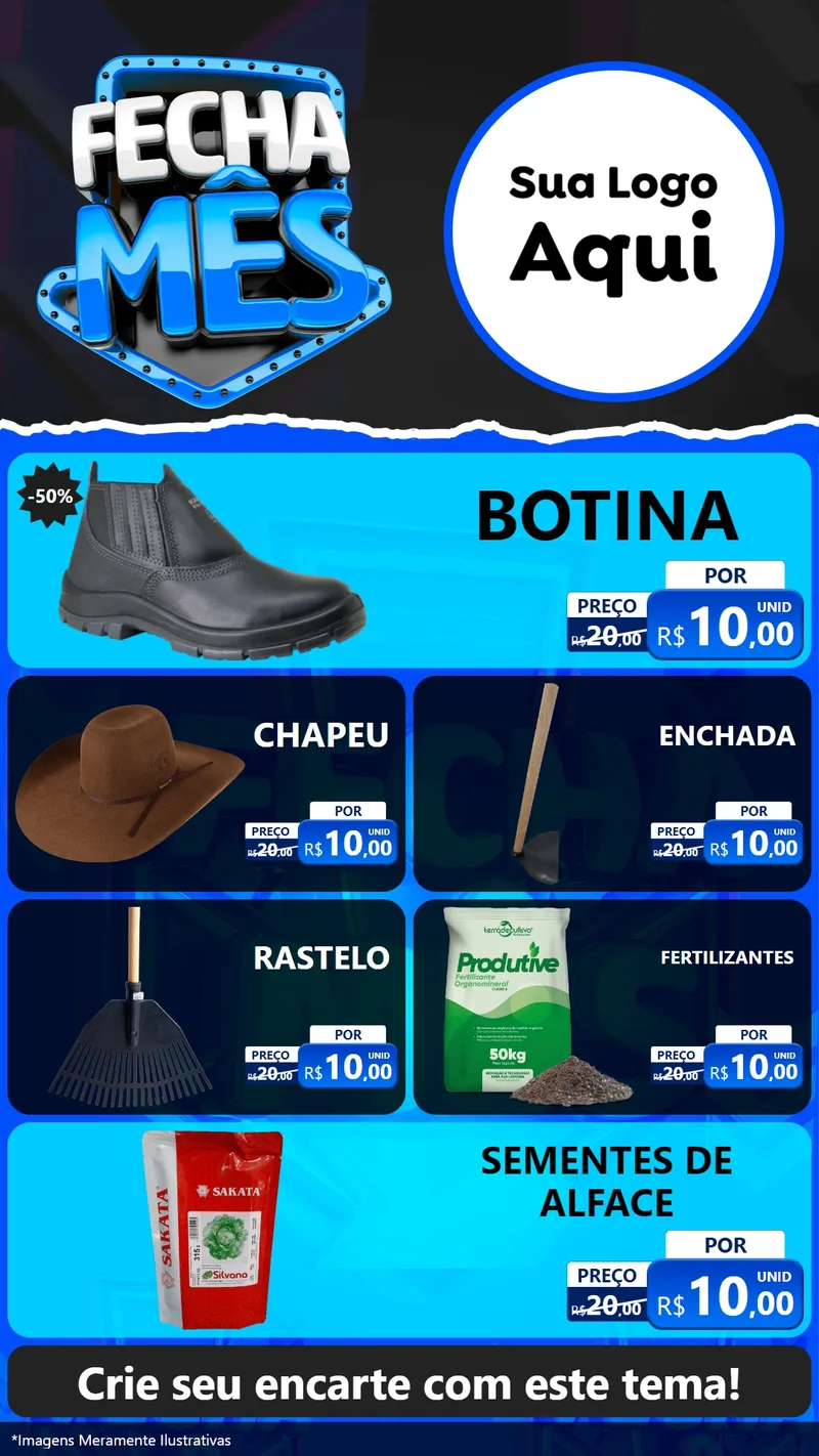 Modelo de TV para TV Vertical com o tema Fecha Mês para Agropecuária