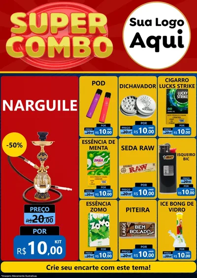Modelo de Encarte para Encarte A4 Vertical com o tema Super Combo para Tabacaria