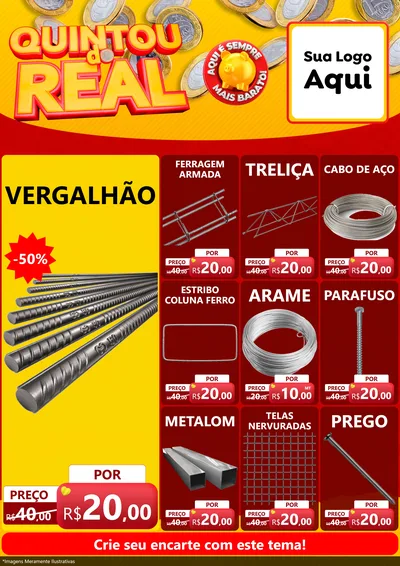 Modelo de Encarte para Encarte A4 Vertical com o tema Quintou do Real para Ferragens