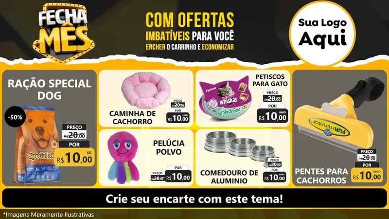 Modelo de TV para TV Horizontal com o tema Fecha Mês para Pet Shop