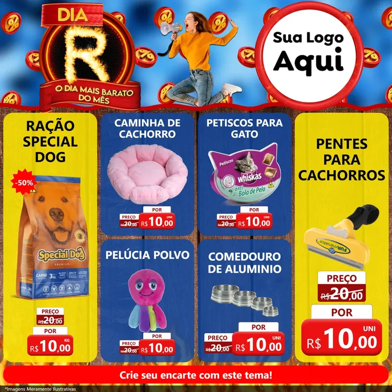 Modelo de Rede Social para Feed Facebook com o tema Dia R - O Dia Mais Barato Do Mês para Pet Shop