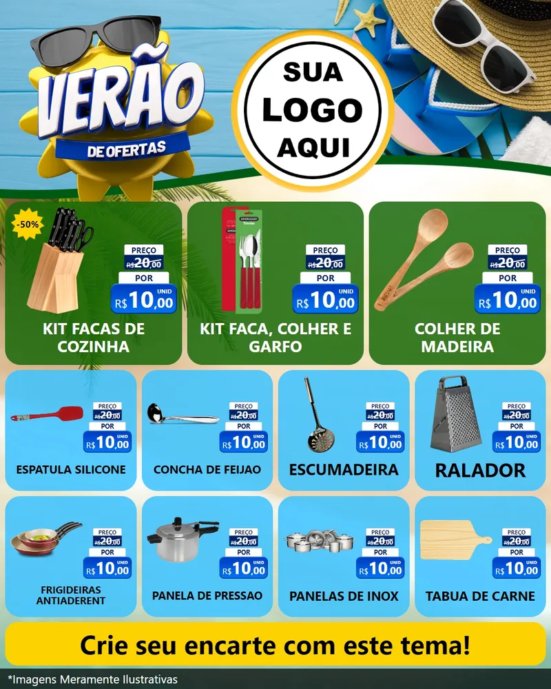 Modelo de Rede Social para Feed Instagram com o tema Verão de Ofertas para Utilidades Domésticas