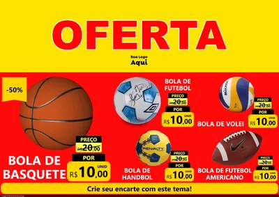 Modelo de Encarte para Encarte A4 Horizontal com o tema OFERTA - Vermelho Cartaz para Artigos Esportivos
