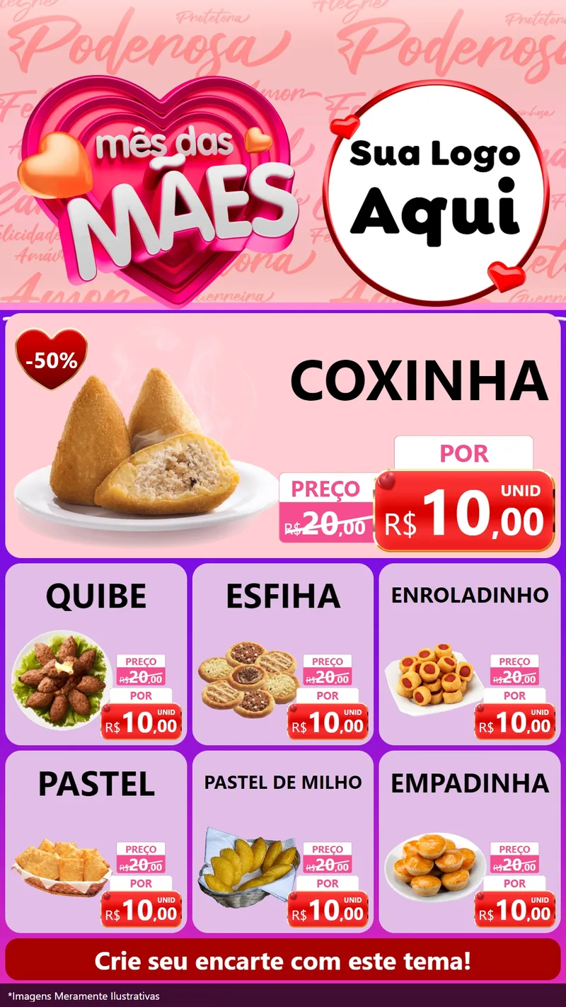 Modelo de Rede Social para Stories com o tema Mês Das Mães para Salgadaria