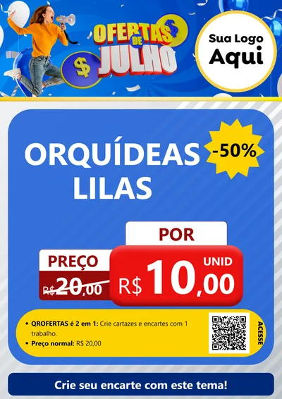 Modelo de Cartaz para Cartaz A4 Vertical com o tema Ofertas de Julho para Floricultura e jardim