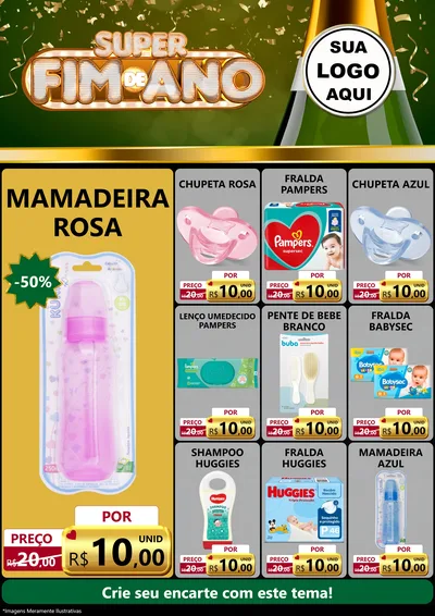 Modelo de Encarte para Encarte A4 Vertical com o tema Super Fim de Ano para Bebês