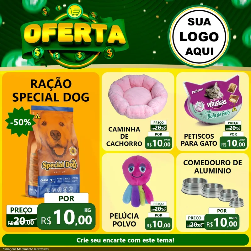 Modelo de Rede Social para Feed Facebook com o tema Oferta para Pet Shop