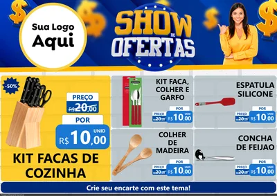 Modelo de Encarte para Encarte A4 Horizontal com o tema Show de Ofertas para Utilidades Domésticas