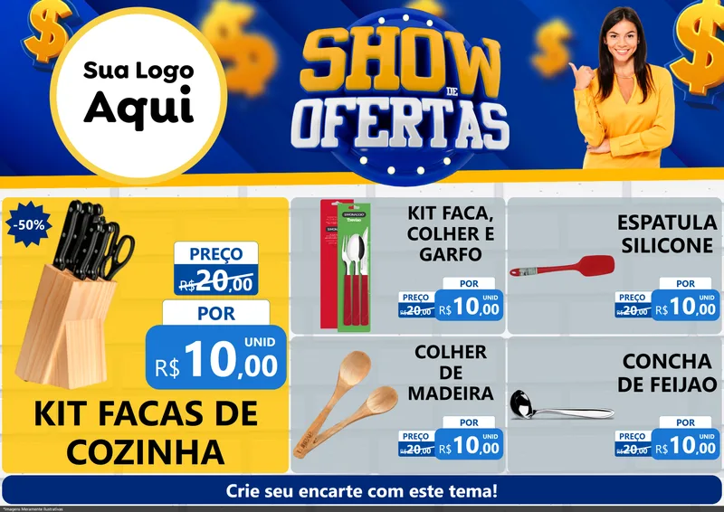 Modelo de Encarte para Encarte A4 Horizontal com o tema Show de Ofertas para Utilidades Domésticas