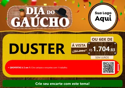 Modelo de Cartaz para Cartaz A4 Horizontal com o tema Dia do Gaúcho para Concessionaria de Carros