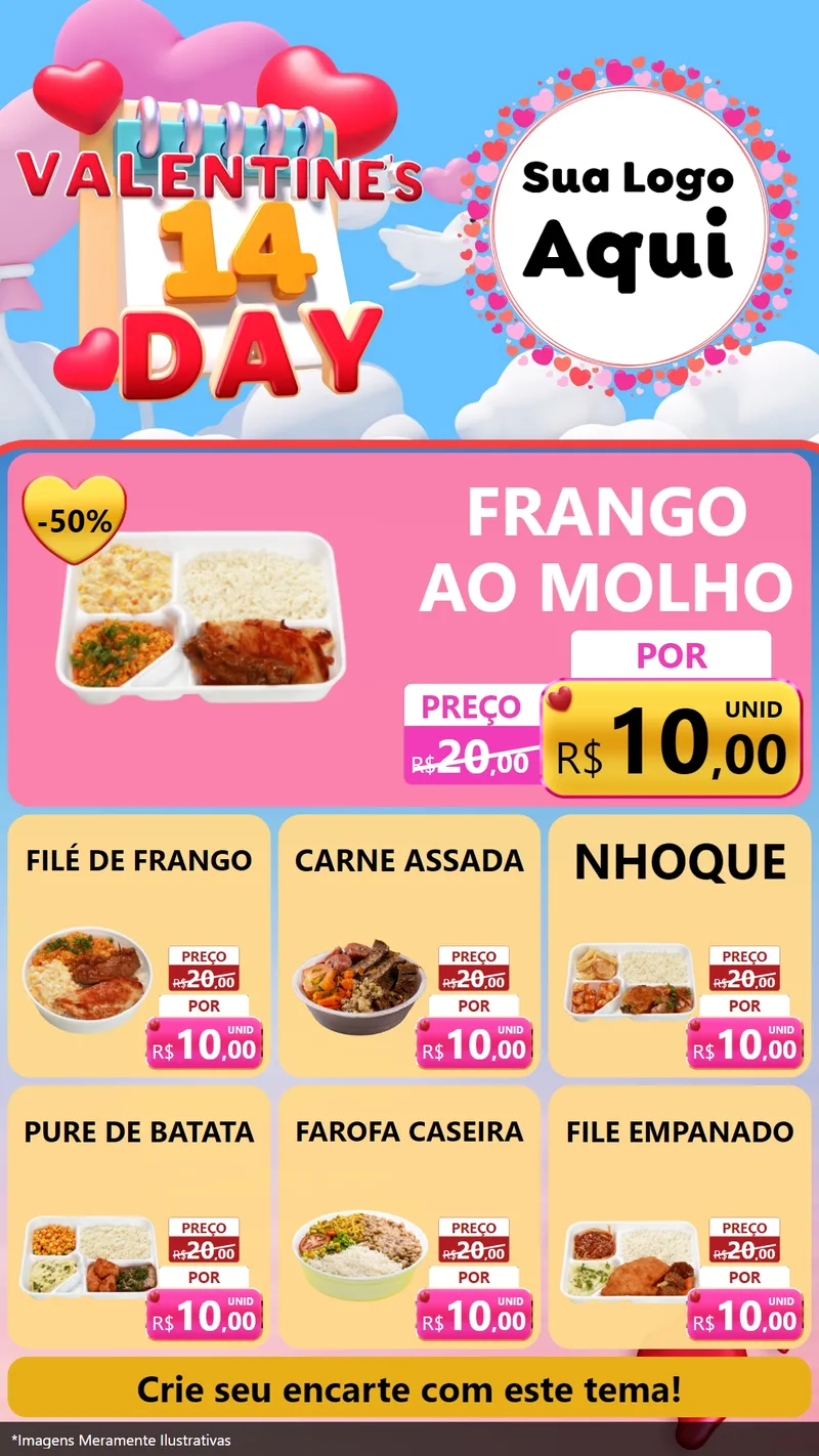 Modelo de Rede Social para Stories com o tema Valentine's Day para Restaurante