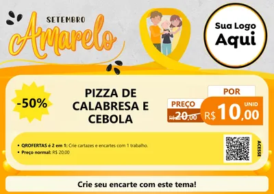 Modelo de Cartaz para Cartaz A4 Horizontal com o tema Setembro Amarelo para Pizzaria