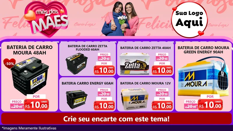 Modelo de TV para TV Horizontal com o tema Mês Das Mães para Baterias Elétricas