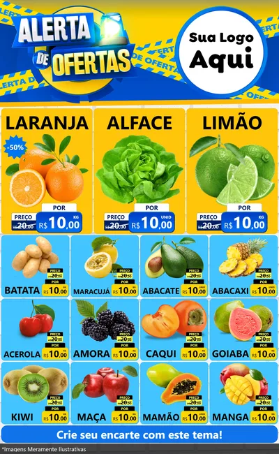 Modelo de Encarte para Encarte Grande com o tema Alerta de Ofertas para Hortifrúti