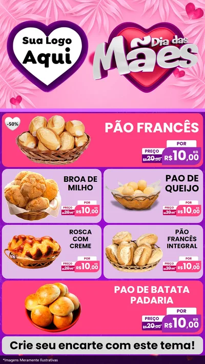 Modelo de TV para TV Vertical com o tema Dia das Mães para Padaria