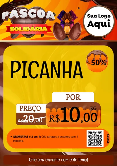 Modelo de Cartaz para Cartaz A4 Vertical com o tema Páscoa Solidária para Açougue