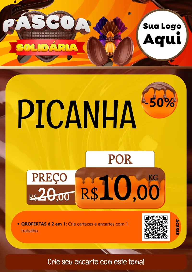 Modelo de Cartaz para Cartaz A4 Vertical com o tema Páscoa Solidária para Açougue