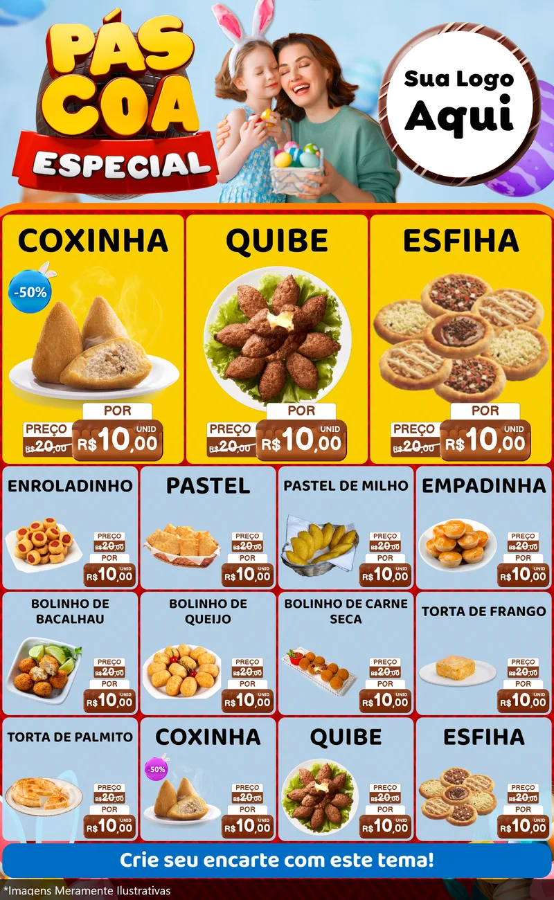 Modelo de Encarte para Encarte Grande com o tema Páscoa Especial para Salgadaria