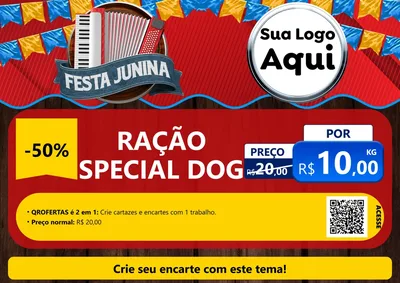 Modelo de Cartaz para Cartaz A4 Horizontal com o tema Festa Junina para Pet Shop