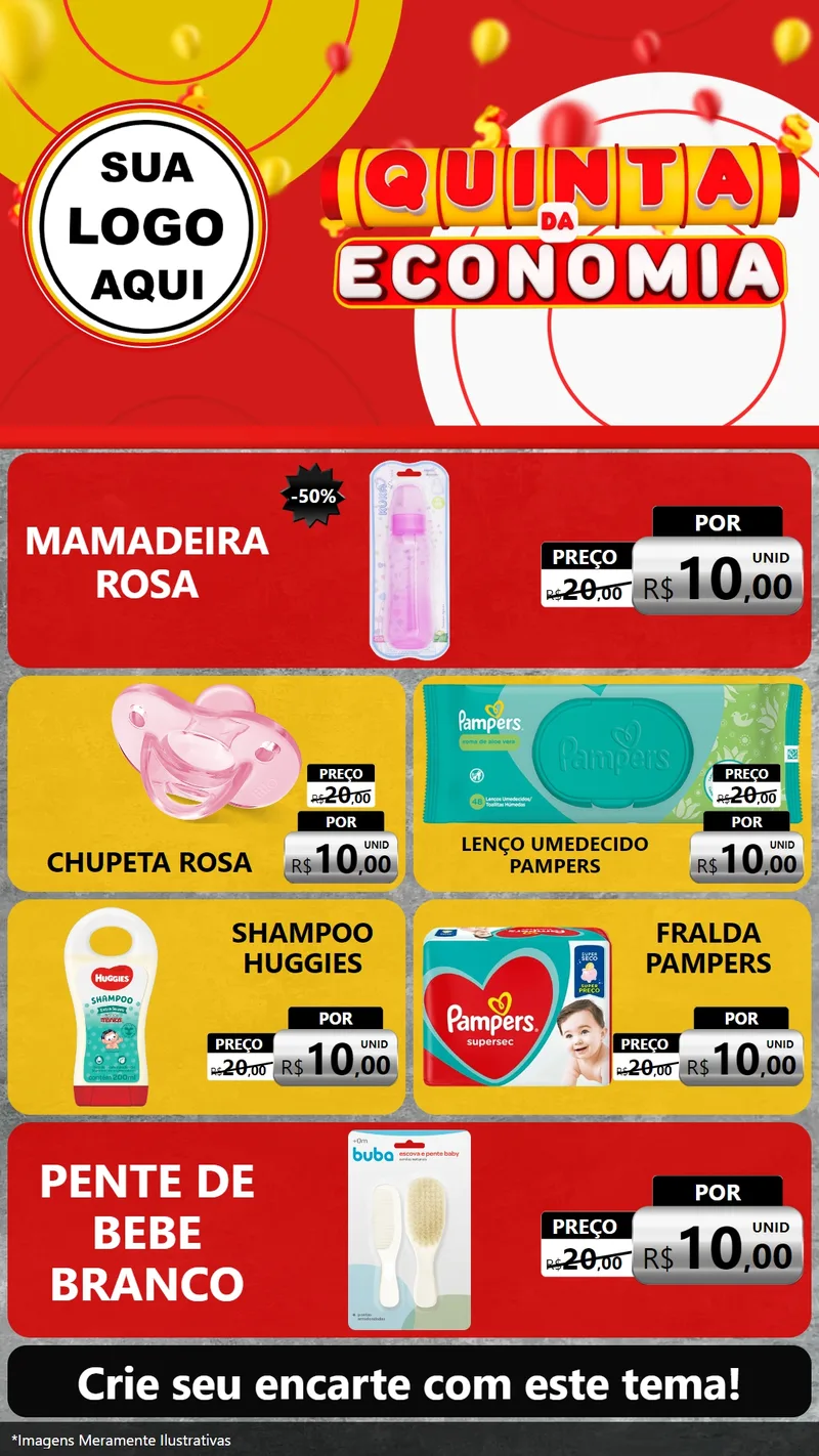 Modelo de TV para TV Vertical com o tema Quinta da Economia para Bebês