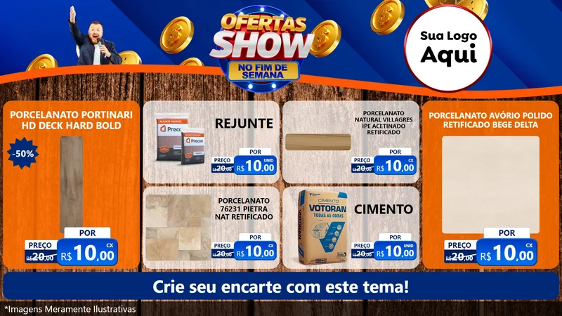 Modelo de TV para TV Horizontal com o tema Ofertas Show No Fim De Semana para Pisos e revestimentos