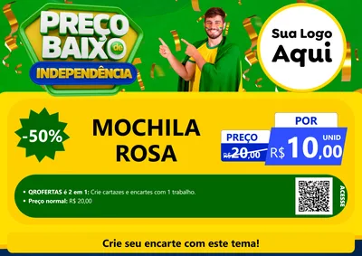 Modelo de Cartaz para Cartaz A4 Horizontal com o tema Preço Baixo de Independência para Papelaria