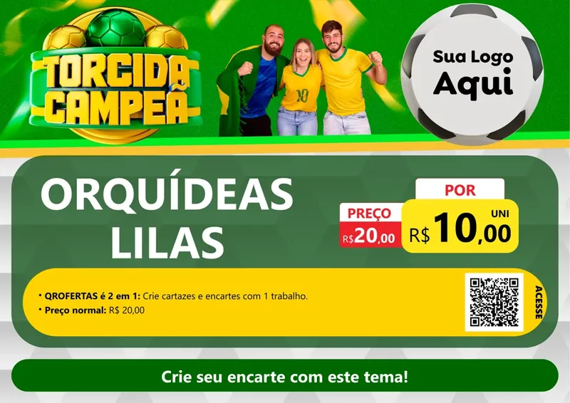 Modelo de Cartaz para Cartaz A4 Horizontal com o tema Torcida Campeã - Copa para Floricultura e jardim