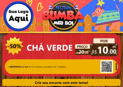 Modelo de Cartaz para Cartaz A4 Horizontal com o tema Festival Bumba Meu Boi para Produtos Naturais
