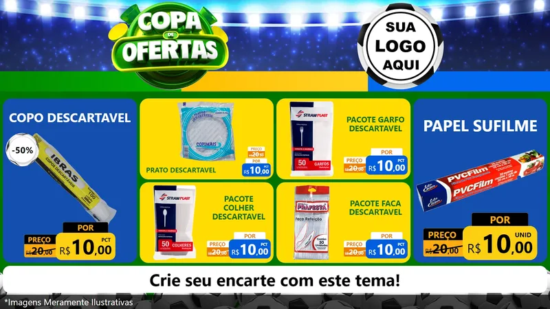Modelo de TV para TV Horizontal com o tema Copa de Ofertas para Embalagens