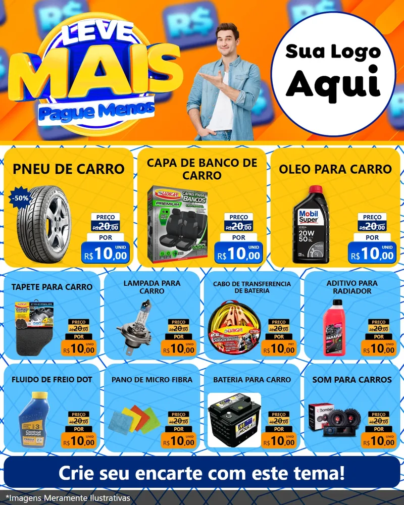 Modelo de Rede Social para Feed Instagram com o tema Leve Mais, Pague Menos para Auto peças
